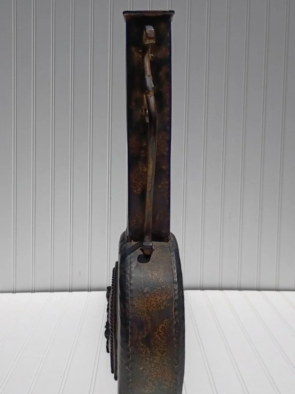 Tuscan Style Metal Vase Hand Forged Wrought Iron Bronze Finish Rustic Handles